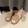Summer Women Suede Leather Flat Slippers Plus Size Buckle Non-Slip Sandals Casual Breathable Woman Fashion Platform Shoes