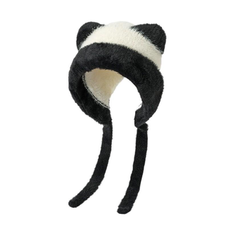 Hat female cute ears plush hat winter girl cute sweet knitted wool hat thickened warm ear hat