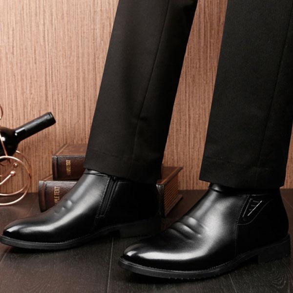 

2019 Мужская обувь из искусственной кожи, деловая хлопковая обувь, теплые ботинки на меху 40 чёрный