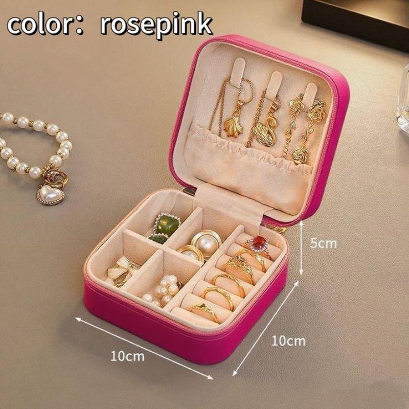 Portable Mini Jewelry Storage Box Travel Organizer Jewelry Case Leather Storage Earrings Necklace Ring Jewelry Organizer Display