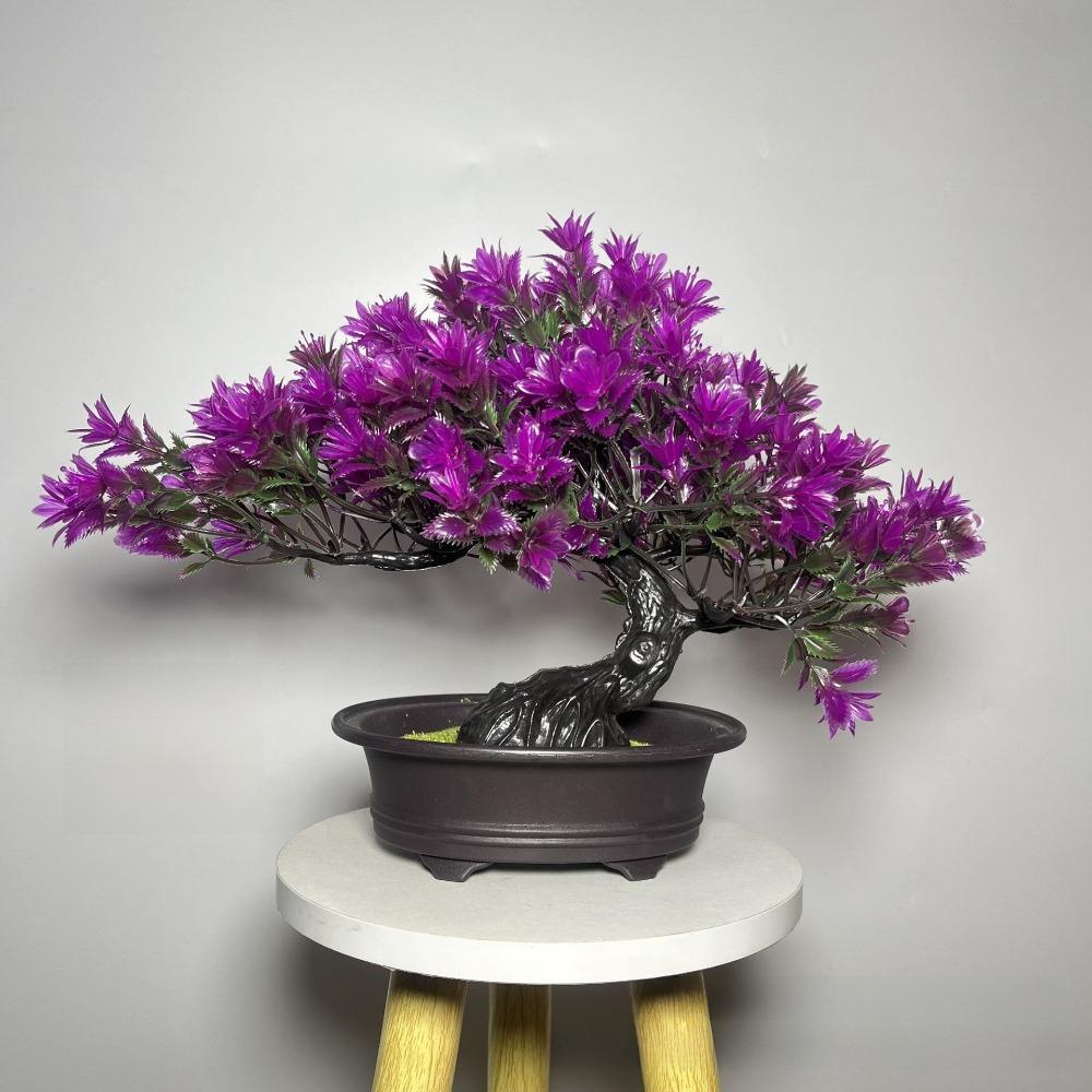 New Green Artificial Bonsai Tree Simulated Greeting Pine Artificial Faux Plants Black Fake Potted Plant Living Room Ornaments