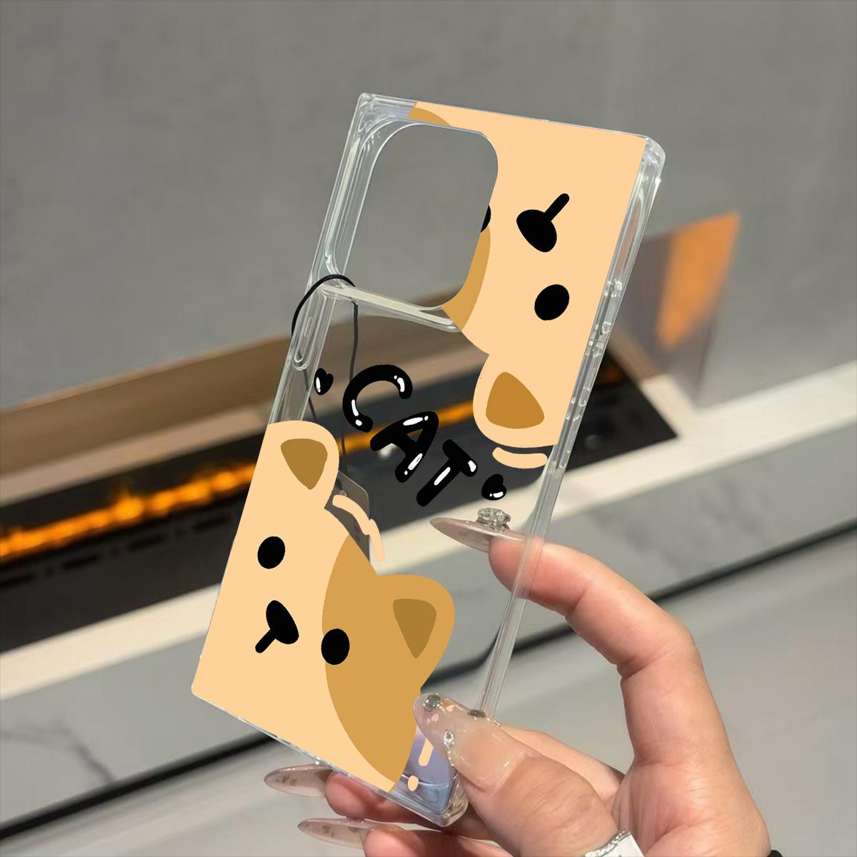 

Прозрачный квадратный чехол-накладка для iPhone 16 ProMax 12 13 11 14 Pro Max 15 Plus, защита от окисления, с милым кошачьим узором iphone 11 ProMax