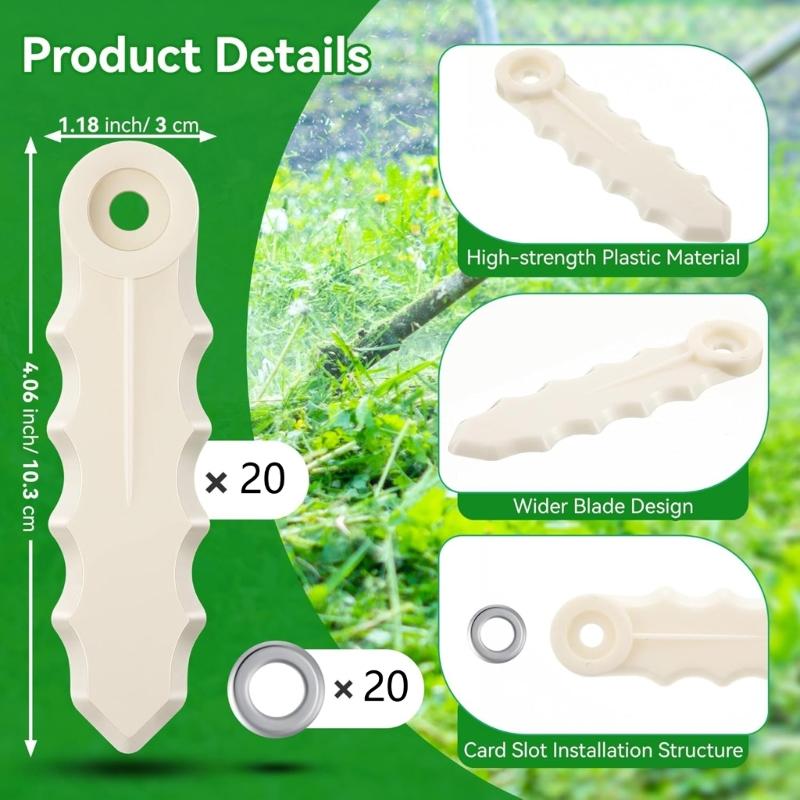 20PCS Serrated Edge Trimmer Blades Strong Plastic Replacement Discs AntiLoose Washers for Echo215712 Maxi-CutPro