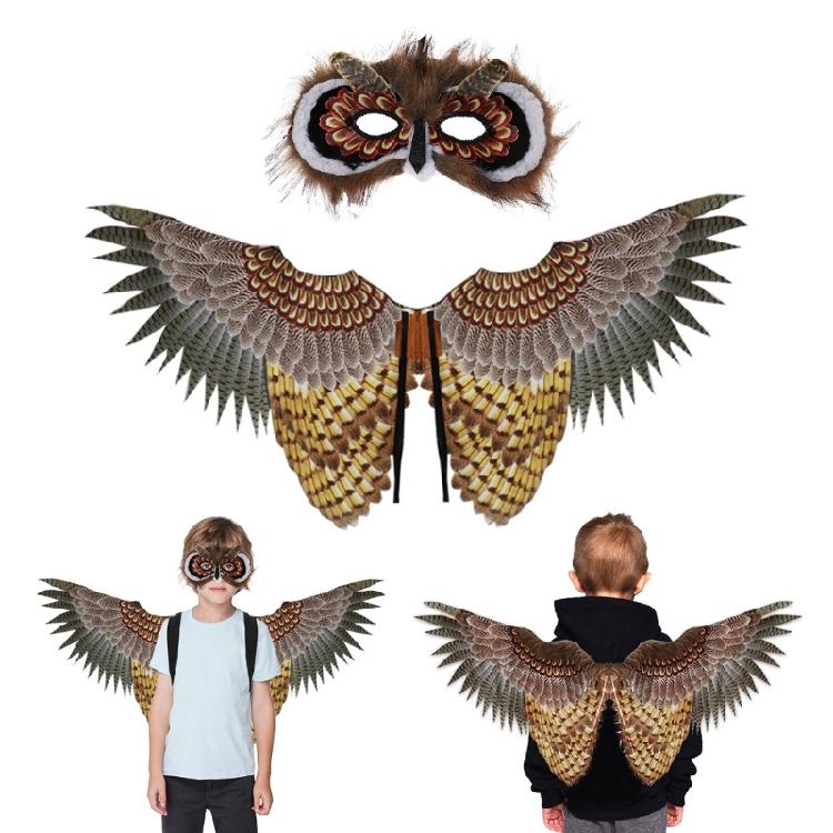 Halloween Owl Mask Animal Cosplay Dress Up Wing Owl Wing Bird Wing Kindergarten Party Favors for Kid