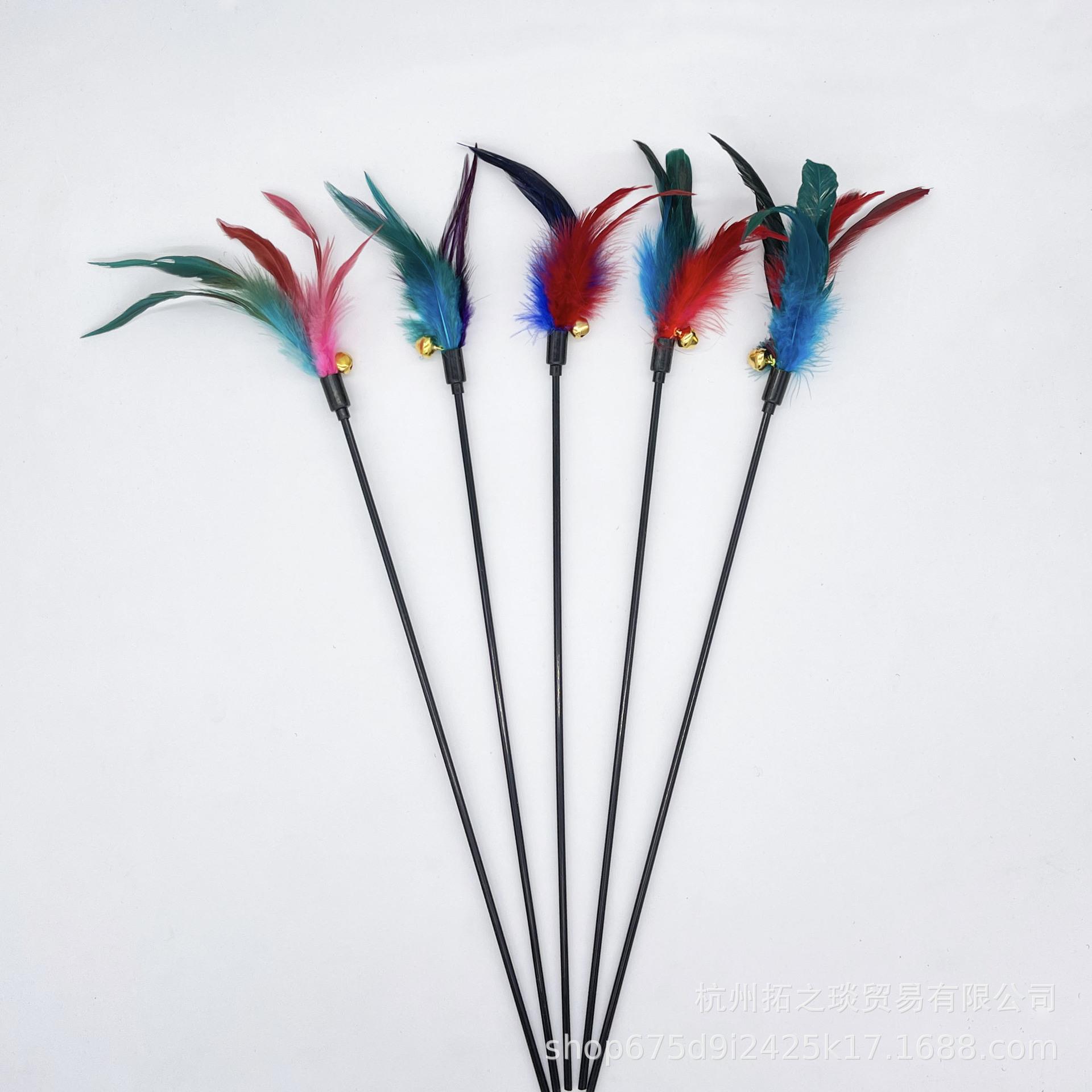 

1pc Funny Kitten Cat Teaser Interactive Toy Rod with Bell and Feather Toys for Cats Teaser Interactive Toy Rod Pet Cat Toy Stick