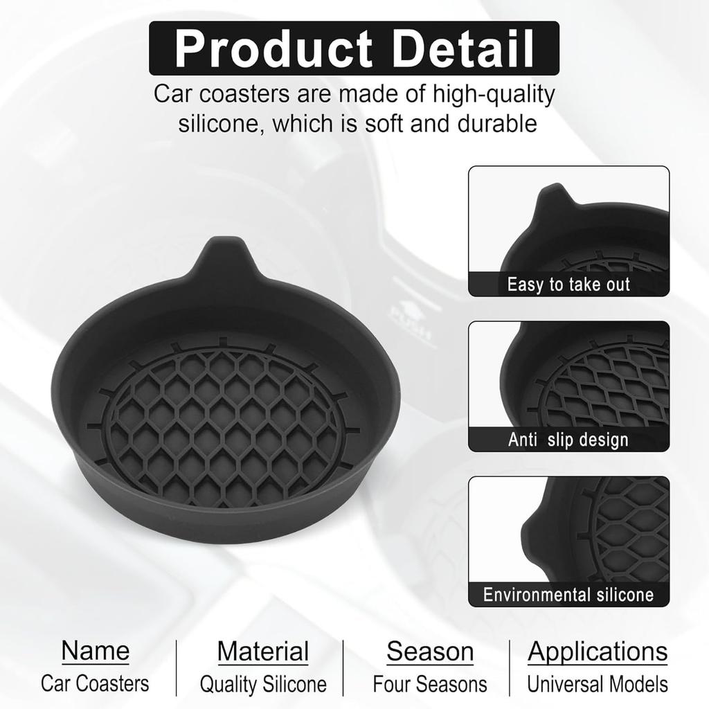 SINGARO Car Cup Holder Coaster,Silicone Cup Holder Insert,Universal Non-Slip Cup Holder,Car Accessories Interior Unisex 4 Black