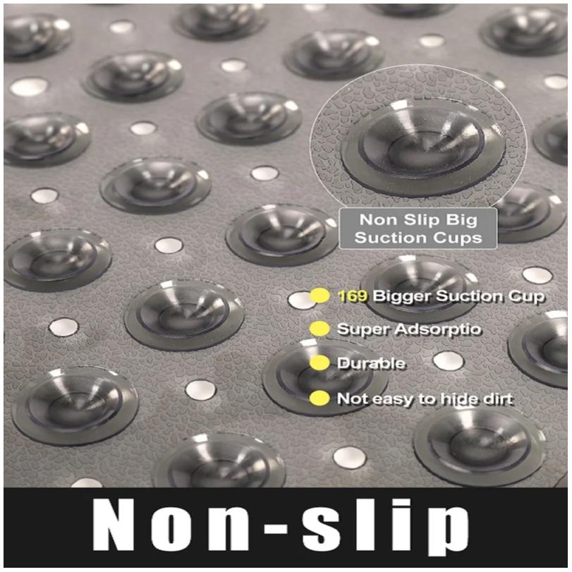 Square Bath Mat, Non-slip Bath Mat with Suction Cup, Bath Mat, Drain Hole, Machine Washable