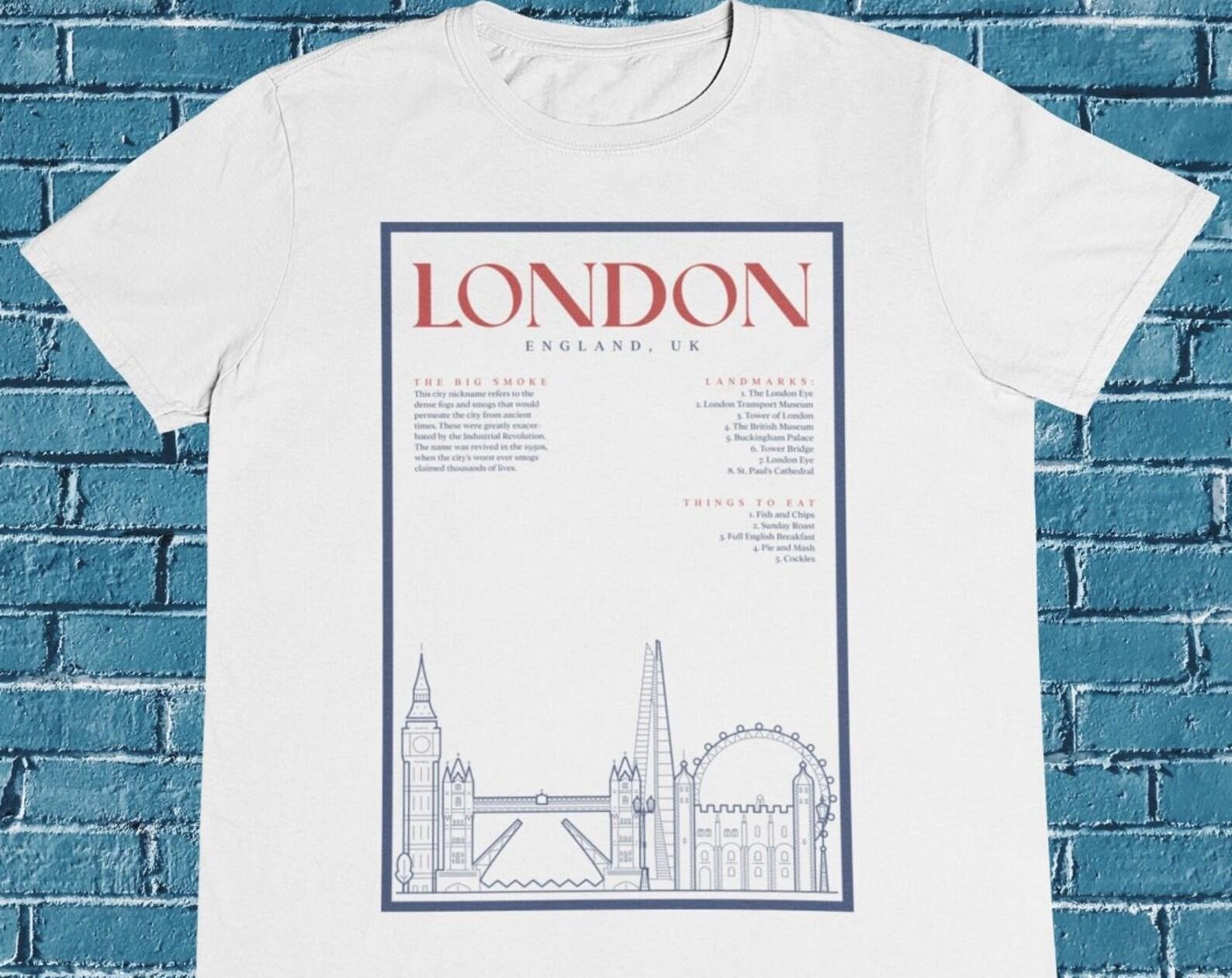 London Landmarks T-Shirt: Big Ben, Tower Bridge - 100% Cotton 2XL