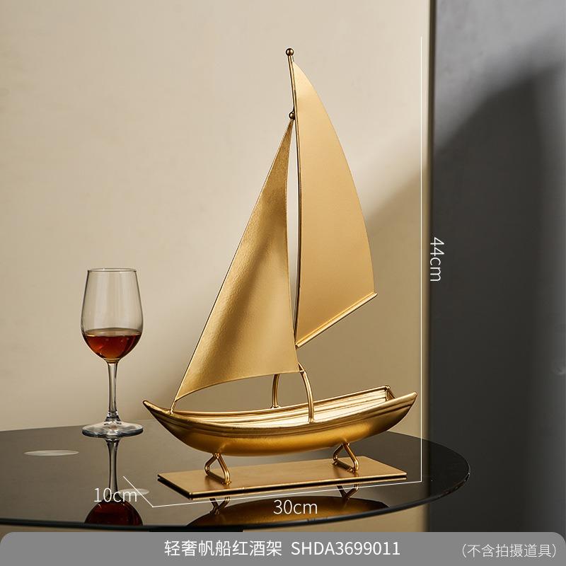 Ferro Battuto Barca a Vela Portabottiglie Vino Rosso Regalo Inaugurazione Casa Luce Lusso High-end Armadio Vino Mobile TV Accessori Casa Decorazione Soggiorno Ornamento