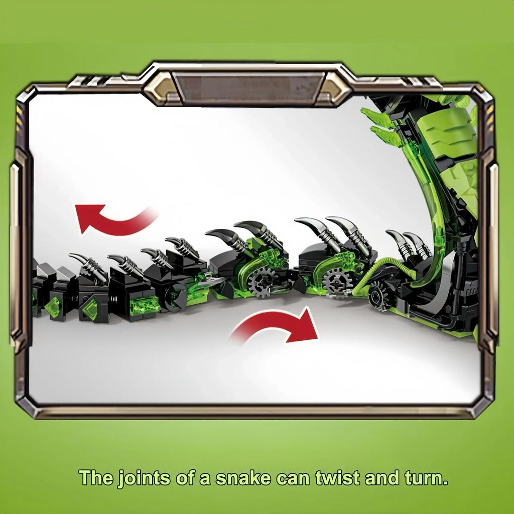 MOC 7052 Mechanical Snake Model Sets 689Pcs STEM Technological Cobra Animals Building Blocks Bricks Toys for Kids Childrens Toys