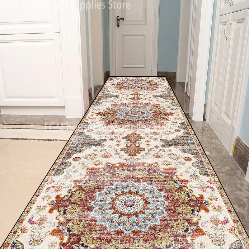 Persian Style Living Room Hall Carpet Long Hallway Corridor Rugs Non-slip Stairs Decor Runner Rug Kitchen Mat Size