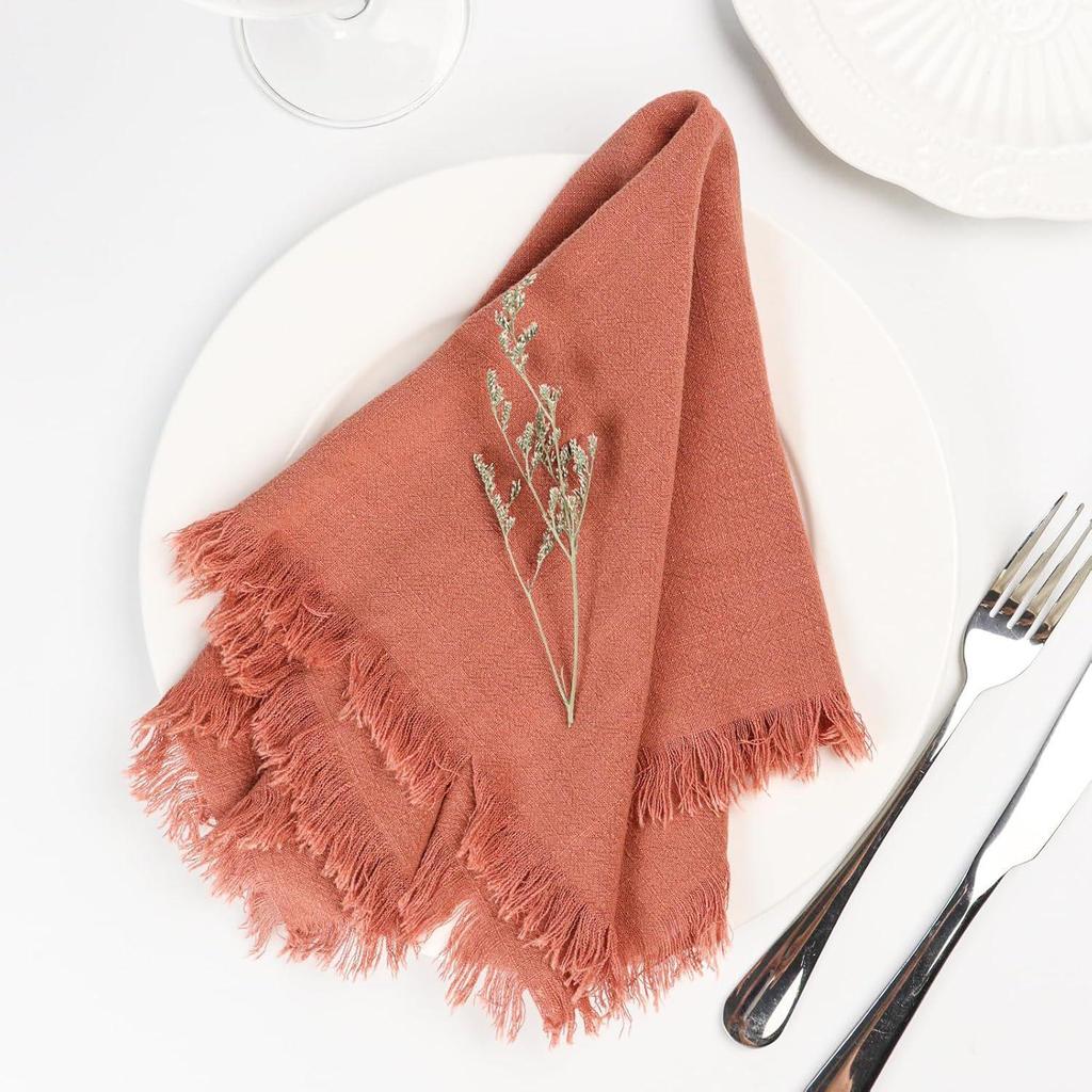 Sub-Cotton Linen Napkin with Tassels for Elegant Dining & Photography Decor