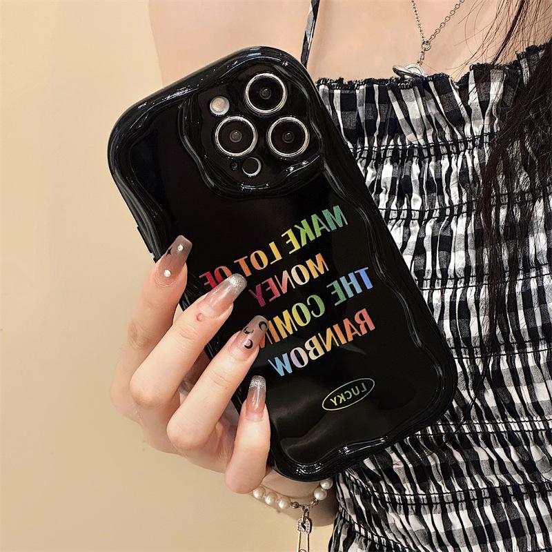 Zhitai Cream Pattern Phone Chain Case for iPhone 13/Pro & 14/15 Pro Max.