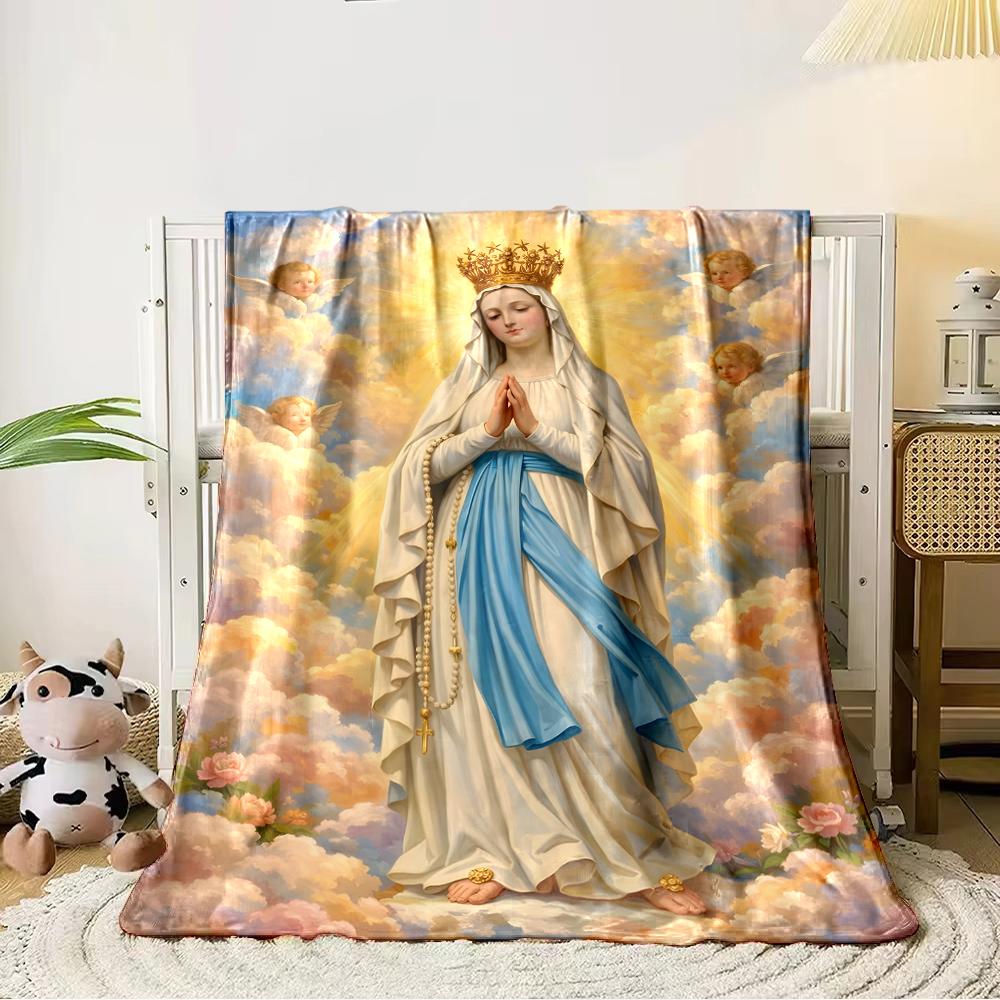 Heavenly Angelic Figure with CrownFlannel blanket for bedroom, living room, sofa, and nap
