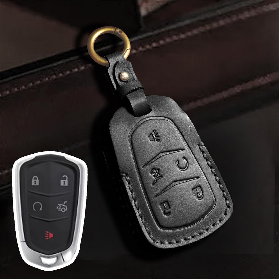 Cadillac Leather Key Cover for CT4/CT5/CT6/XT4/XT5/XT6 - Premium Protection.