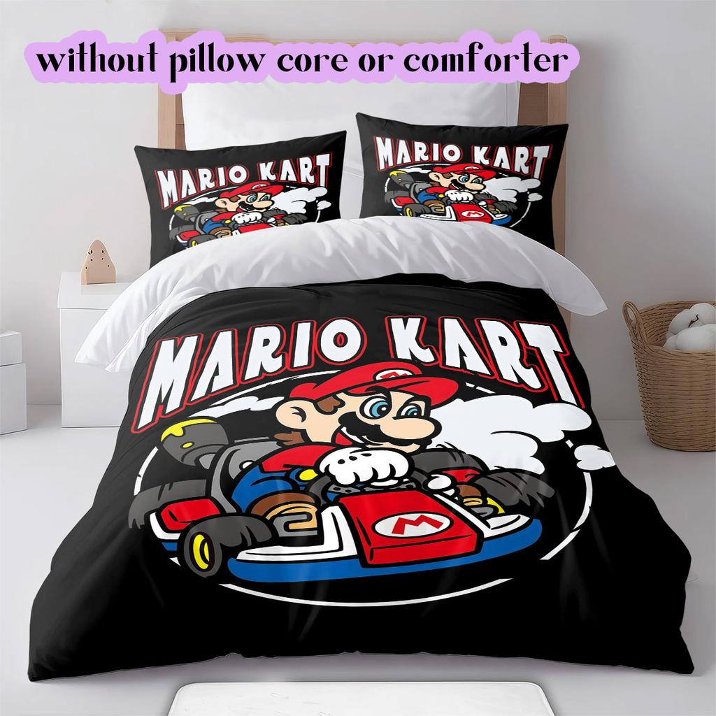 Mario Cartoon characters Cartoon Bedding Set Duvet Cover 3pcs Print Children Gift Extra Large Various Sizes Available
