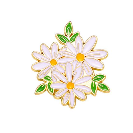 Brooch Pin Vibrant Color Peony Flower Leaves Shape Badge Clothing Decoration Sweaters Hats Bags Accessory