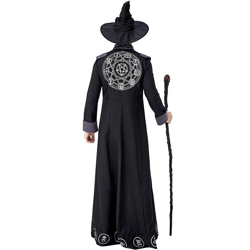 Halloween Black Wizard Wizard Robe Stage Performance Costume Male Witch Parent-child Role Dress Up