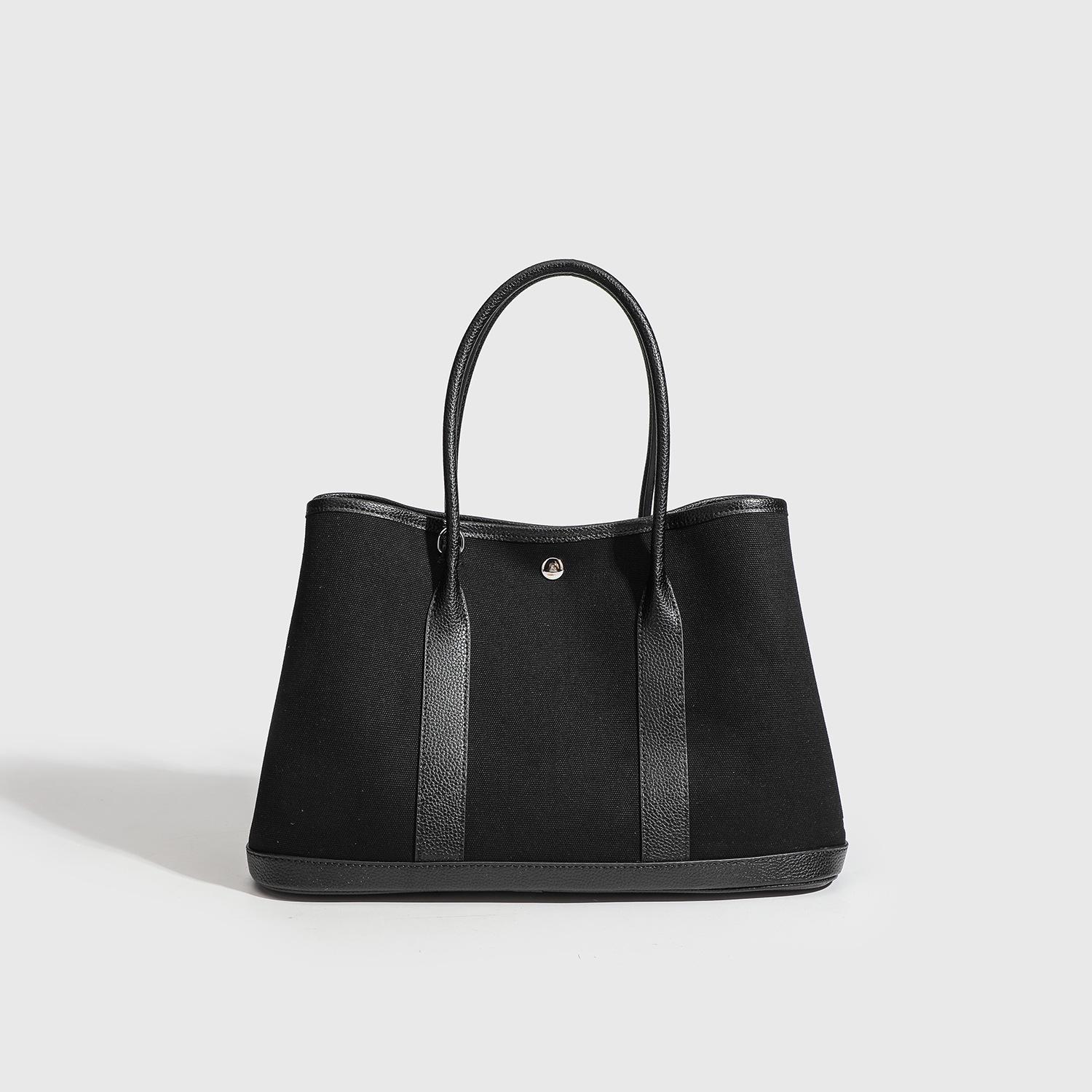 

Женская холщовая сумка 2024 года: Стильная, повседневная, вместительная сумка-тоут контрастного цвета чёрный