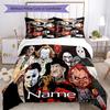 3pcs Custom Name Cartoon Horror movies Bedding Set Duvet Cover Closure Includes 1 Duvet Cover & 2 Pillowcases for All Seasons Bedroom Decor