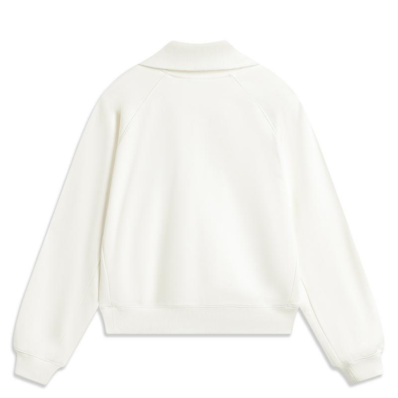 Li Ning Sports Trend Series Casual Comfortable Versatile Pullover Sweatshirt Women Sweatshirt Off-White AWDV820-2