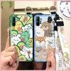 Fashion Design Waterproof Phone Case For OPPO Realme C3/C3i/Narz N10A Kickstand Lanyard Wrist Strap Ring Anti-knock Cute