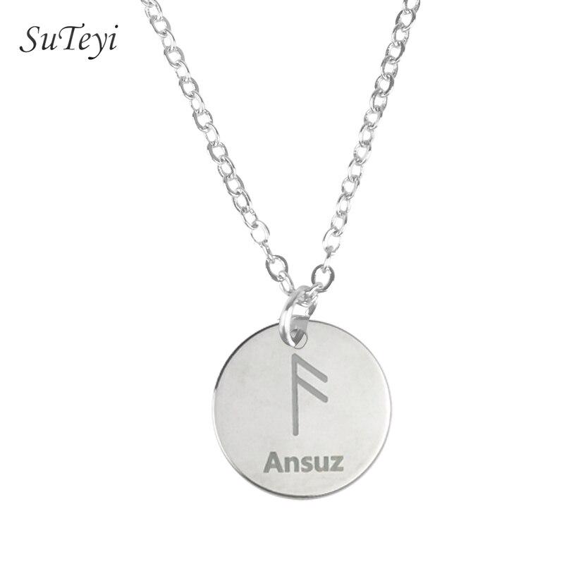 New Style 25 Style Rune Letters Viking Necklaces & Pendants Stainless Steel Material Statement Necklace Women Jewelry