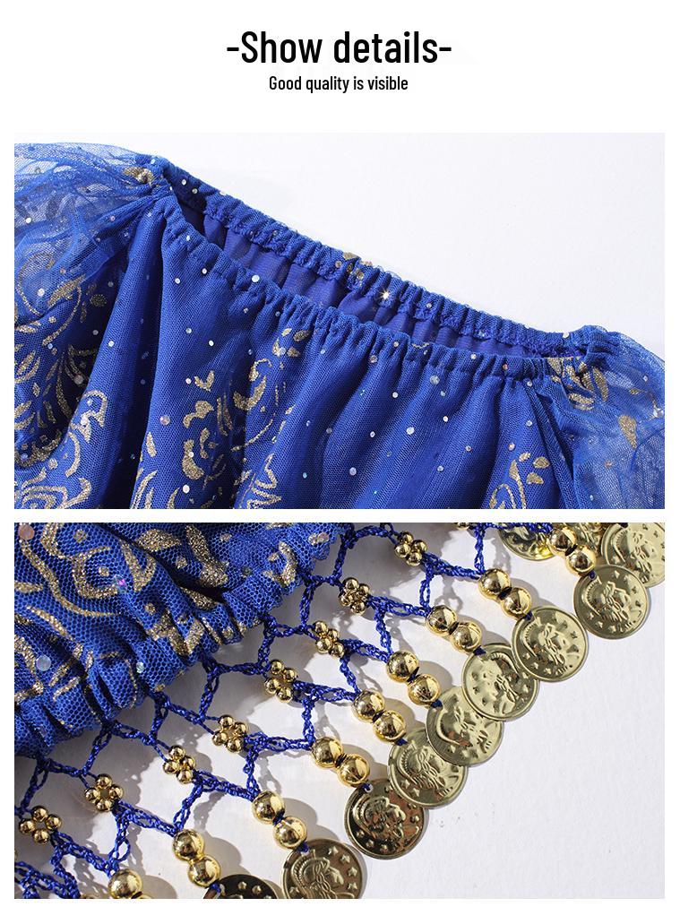 Fantasia de Apresentação de Dança do Ventre Indiana Huayu - Conjunto de Vestido de Manga Comprida de Chiffon para Mulheres