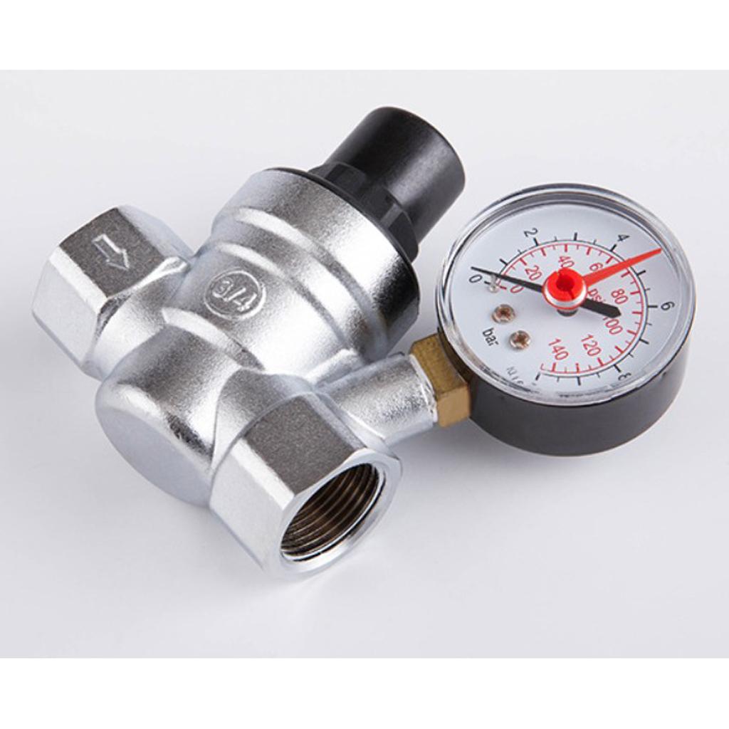 Water Regulator -, Lead Free Brass Adjustable RV Pressure Reducing with Pressure Gauge and Water Filter