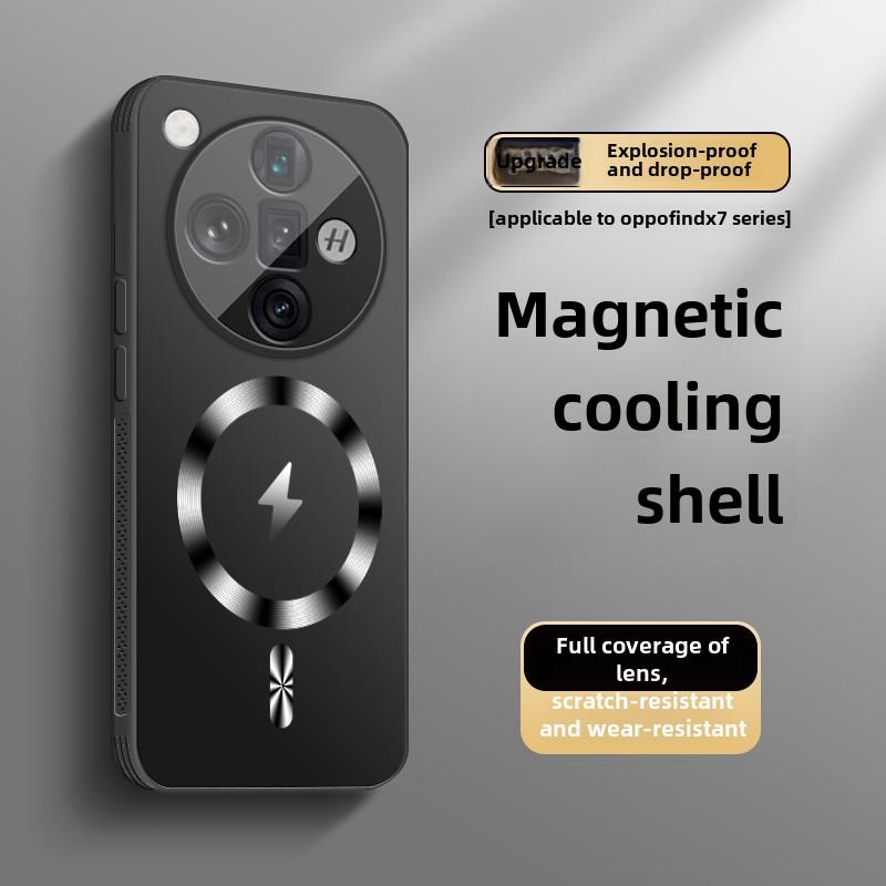 Magnetic Charging Sanding Phone Case, Full Protection, Anti-fall, High-end, Ultra Cover, OPPO Find X7, X7ultra, New