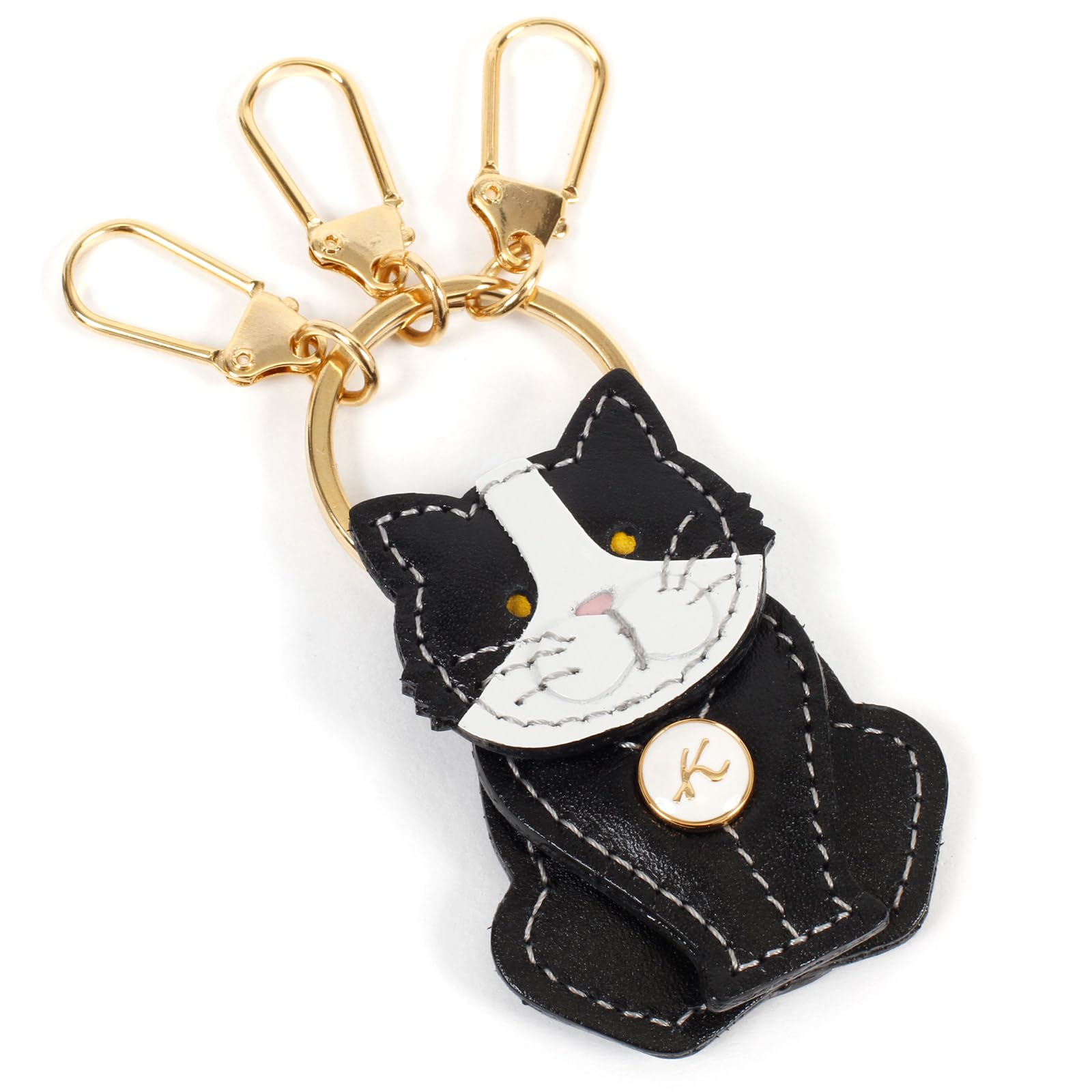 

Hachiware Cat Keychain that allows you to stand up and move your face NH0860 15901 One Size [Kitamura] Women s Black/White [Black]