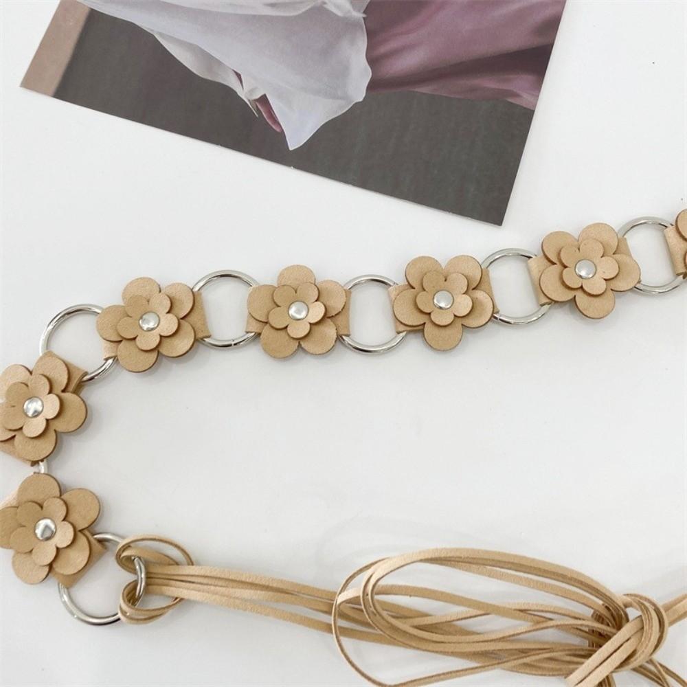 Ethnic Leather Waist Rope Floral Dress Jeans Belt American Women's Belt  Waist Decoration