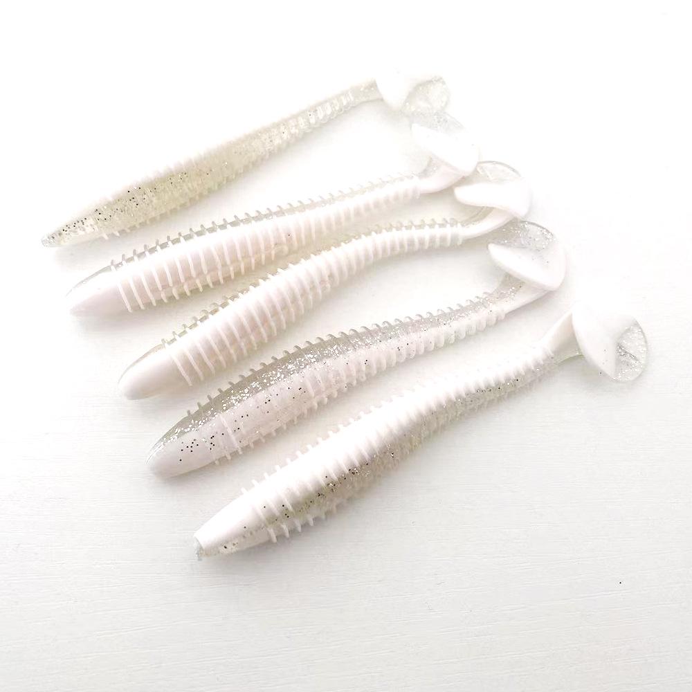 12cm Two-Color Threaded T-Tail Sinking Soft Lure for Sea and Boat Fishing
