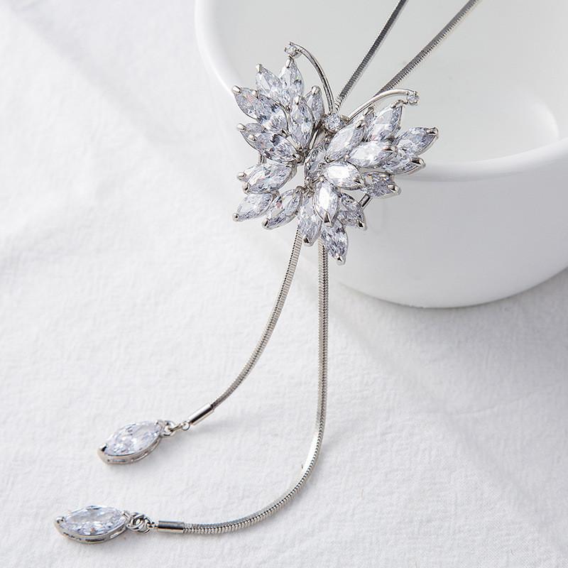 Unique Necklace Long With Dazzling Crystal Zircon Butterfly Perfect For Any Occasion