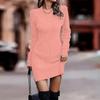 2026 Autumn/Winter Women's Solid Color Round Neck Long Sleeve Bodycon Sweater Dress