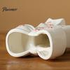 Dried Flower Holder Ceramic Bow Vase with Star, Decorative Flowers Vase, Creative French Style Arrangement for Living Room Table Centerpiece