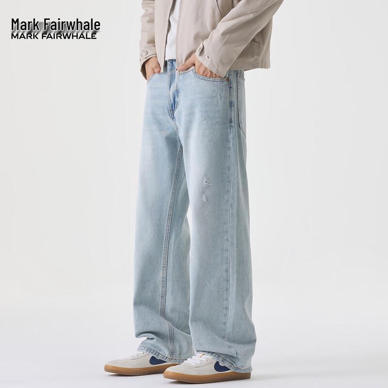 

Mark Fairwhale Men s Light Wash Straight Leg Jeans 33
