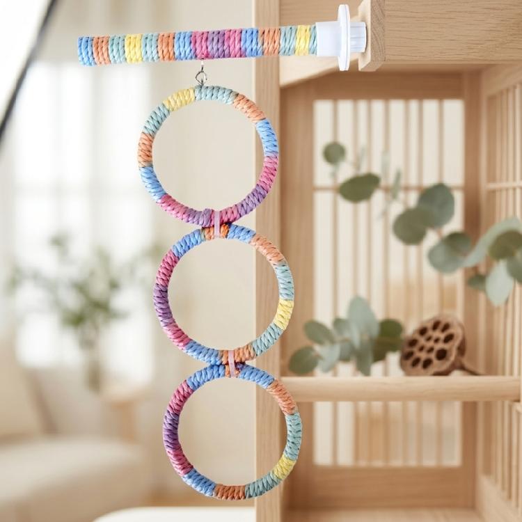 Bird Parrots Toy Chewable Hanging Cage Climbing Ladder with Natural Wood Parrots Suspension Bridge Swing Toy Supply