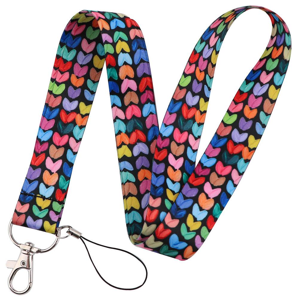 

Colorful Cute Heart Neck Teacher Lanyard for Keys Keychain Badge Holder ID Credit Card Pass Key Ring Neck Straps Nurse Gift чорний