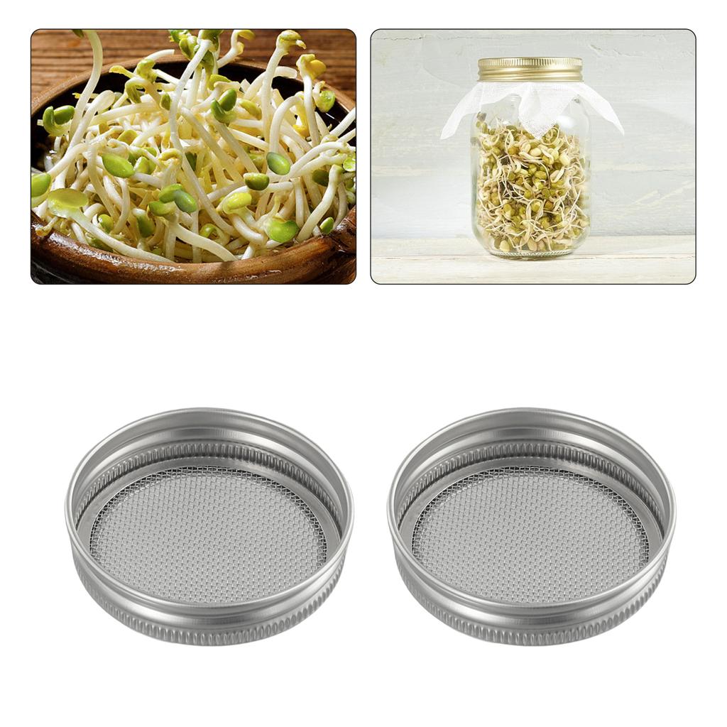 4pcs Sprout Mesh Cover 70mm Stainless Steel Strainer Sprouting Cover Lid For Jar Sprout Kitchen Tools Kitchen Accessories