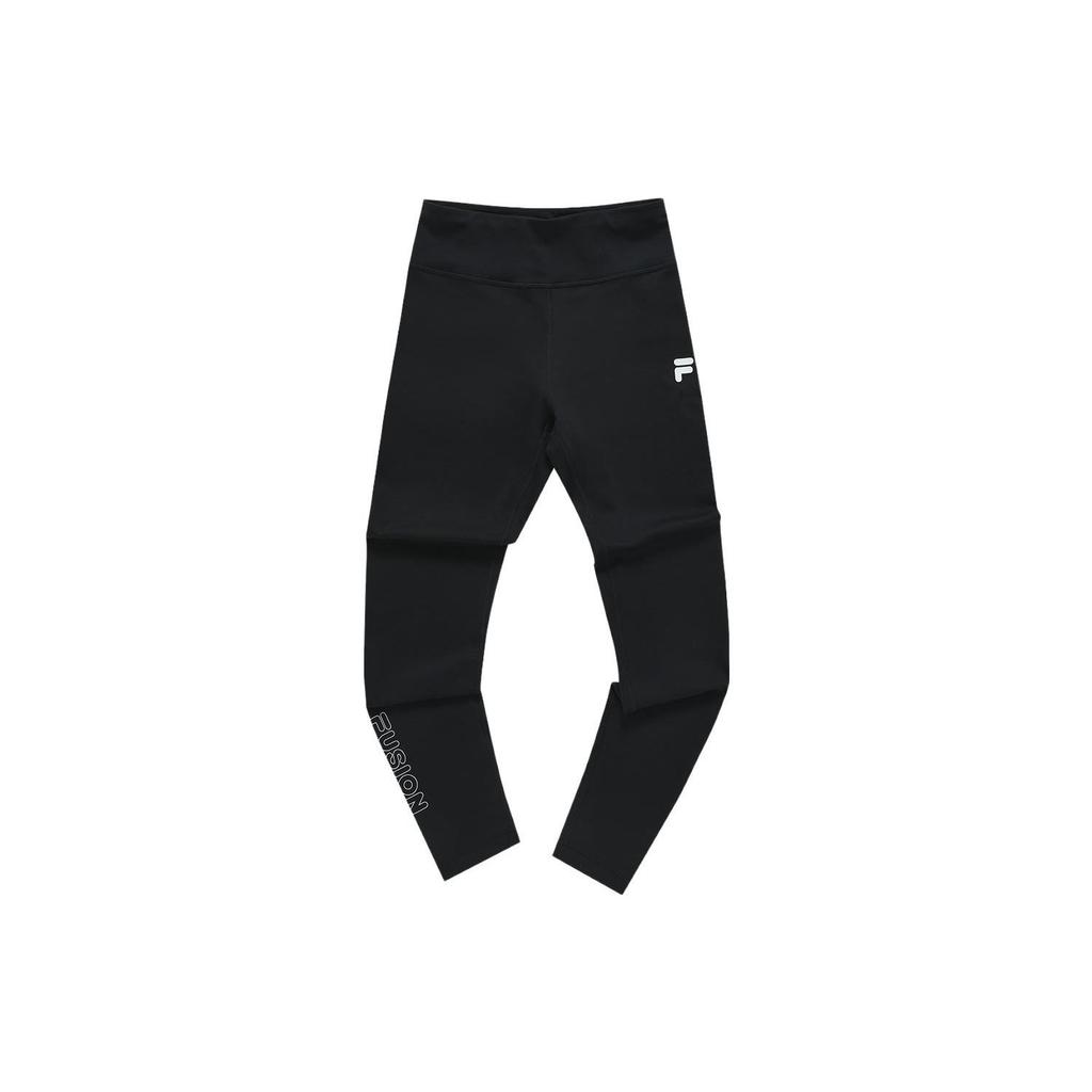 FILA Fusion QR Series Letter High Waist Straight Leg Slim Leggings Women leggings Deep-Black T11W326603A-BK