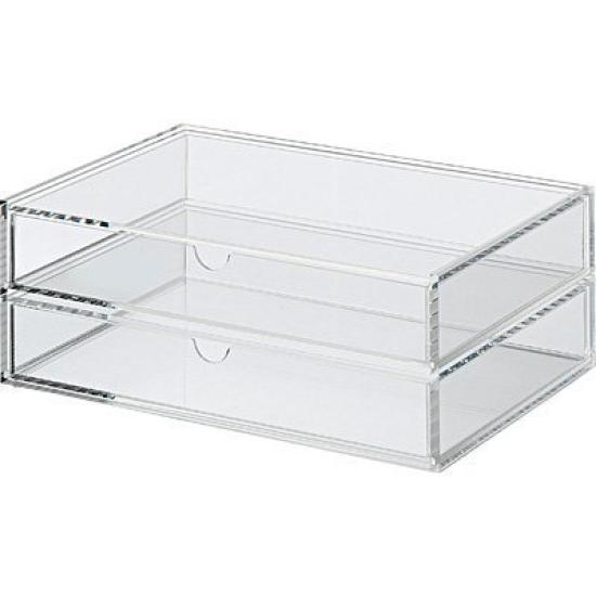 MUJI Stackable Acrylic Case with Two W x 17cm D x H Drawers, Large, Approx. 25.5cm 9.5cm