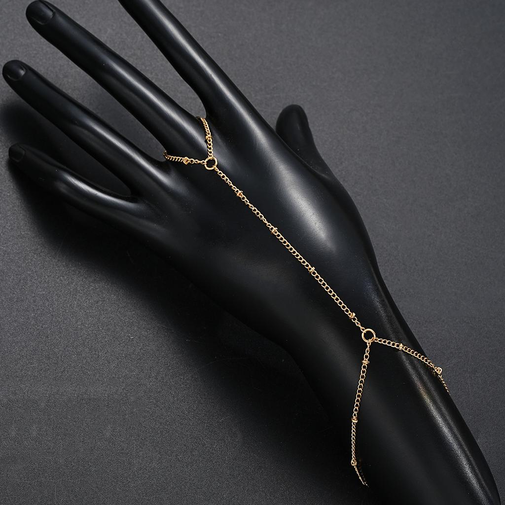 Elegant Hand Chain Finger Ring Bracelet For Women Simple Gold Color Connecting Harness Hand Bracelets Trendy Party Jewelry Gifts
