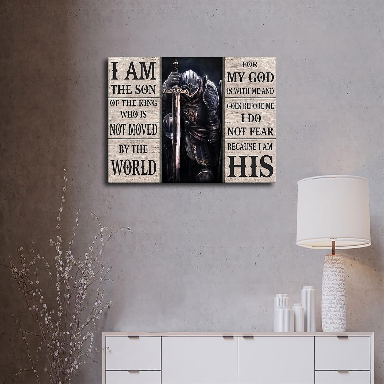 HTQFDC Jesus Warrior I Am His Knight God with Me Christian Poster Canvas Print Wall Art Modern Classroom Bedroom Room Aesthetics Decoration Boys