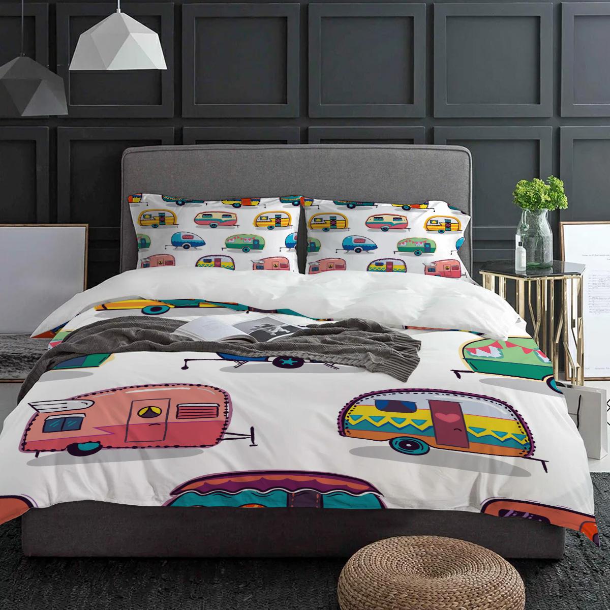 

Cute Cartoon Car Bedding Set 3pcs Boys Girls Duvet Cover Pillowcase Kids Adult Quilt Cover Double Bed Set Home Textile EU single(135x200cm)