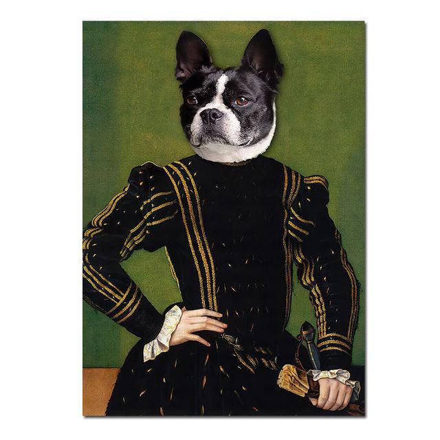 Abstract Vintage Dog Jazz Fashion Lady Canvas Painting Wall Art Pictures Posters and Prints for Living Bedroom Home Decoration No Frame