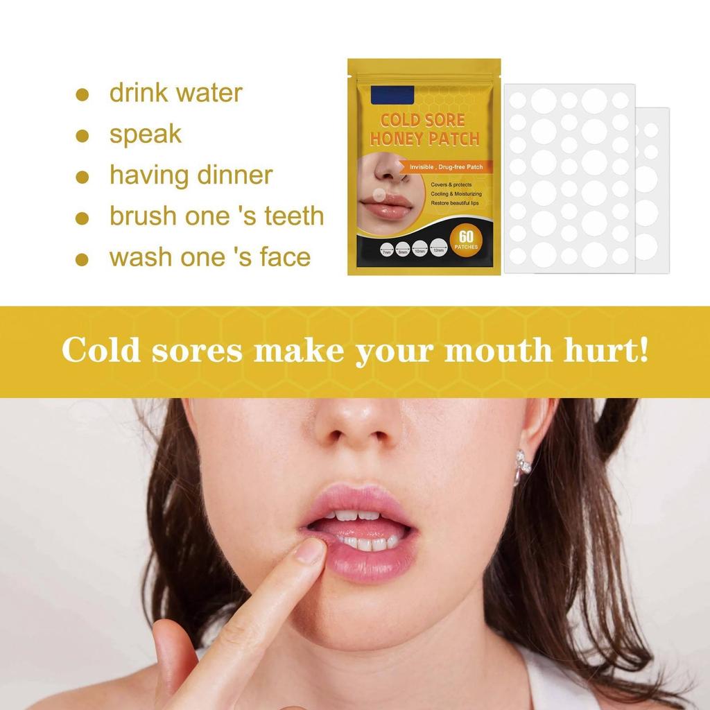 Oral Blister Patch, Cold Sore Lip Blister Patch, Cold Sore HealingHydrocolloid Lip Care Patch, 60 Pieces