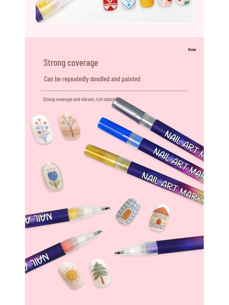 Nail Art Pen Set: 12-Color Quick-Dry Acrylic Markers for DIY Nail Design
