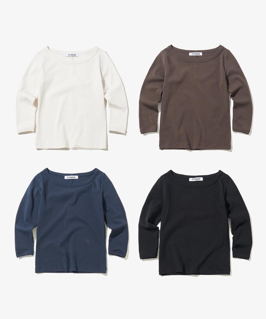 CITYBREEZE Cotton Boat Neck Long Sleeve T-Shirt (Basic)_4 Colors