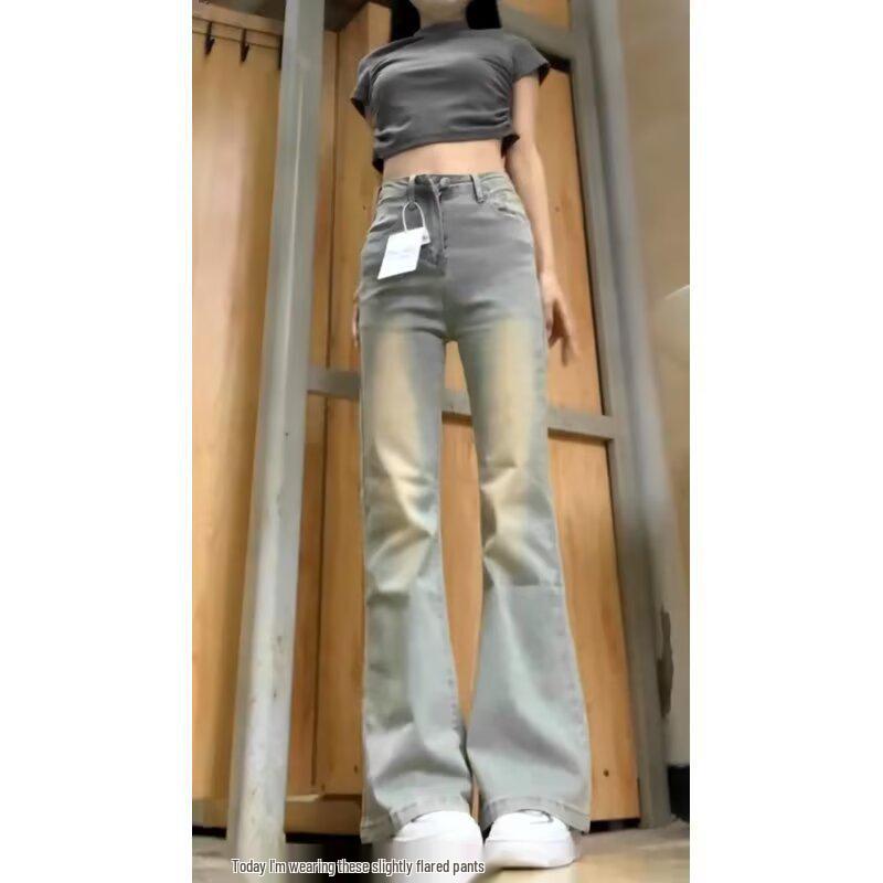 

Женские ретро расклешенные джинсы для улицы: Маленький, Свободный, Широкий крой для Весны и Осени 2X-Large синий